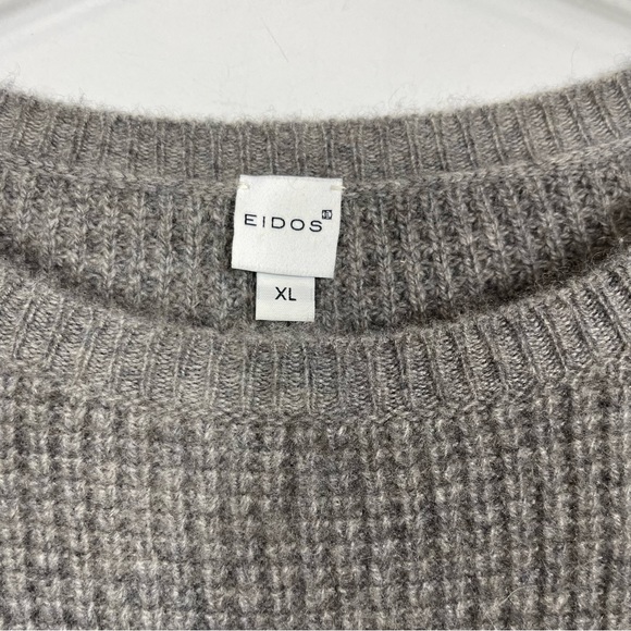 Eidos Waffle Knit Cashmere Crewneck Sweater Gray Men’s XL Made In Italy Luxury - Picture 4 of 13